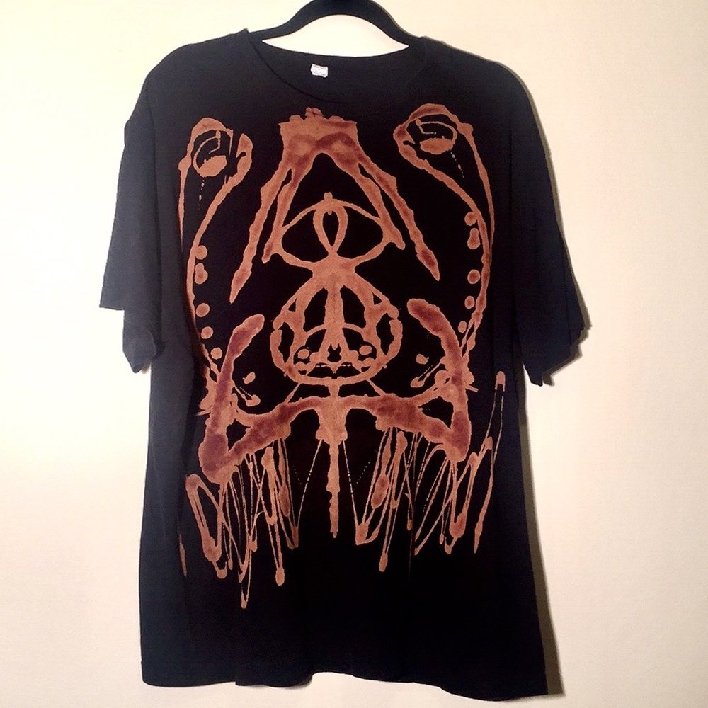 Hand Painted Bleach Black and Amber T-shirt